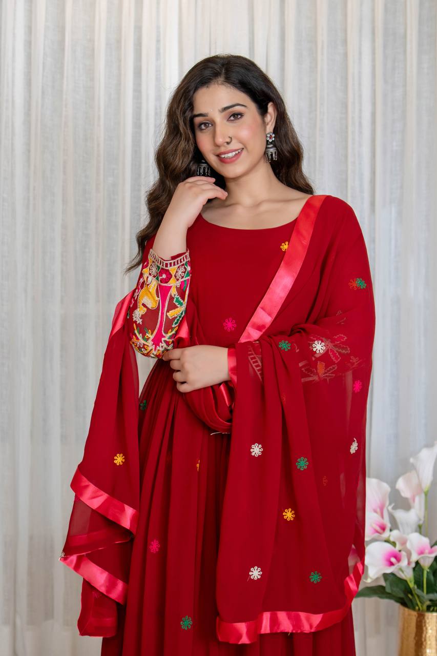 ARZUU RED ANARKALI SUIT SET