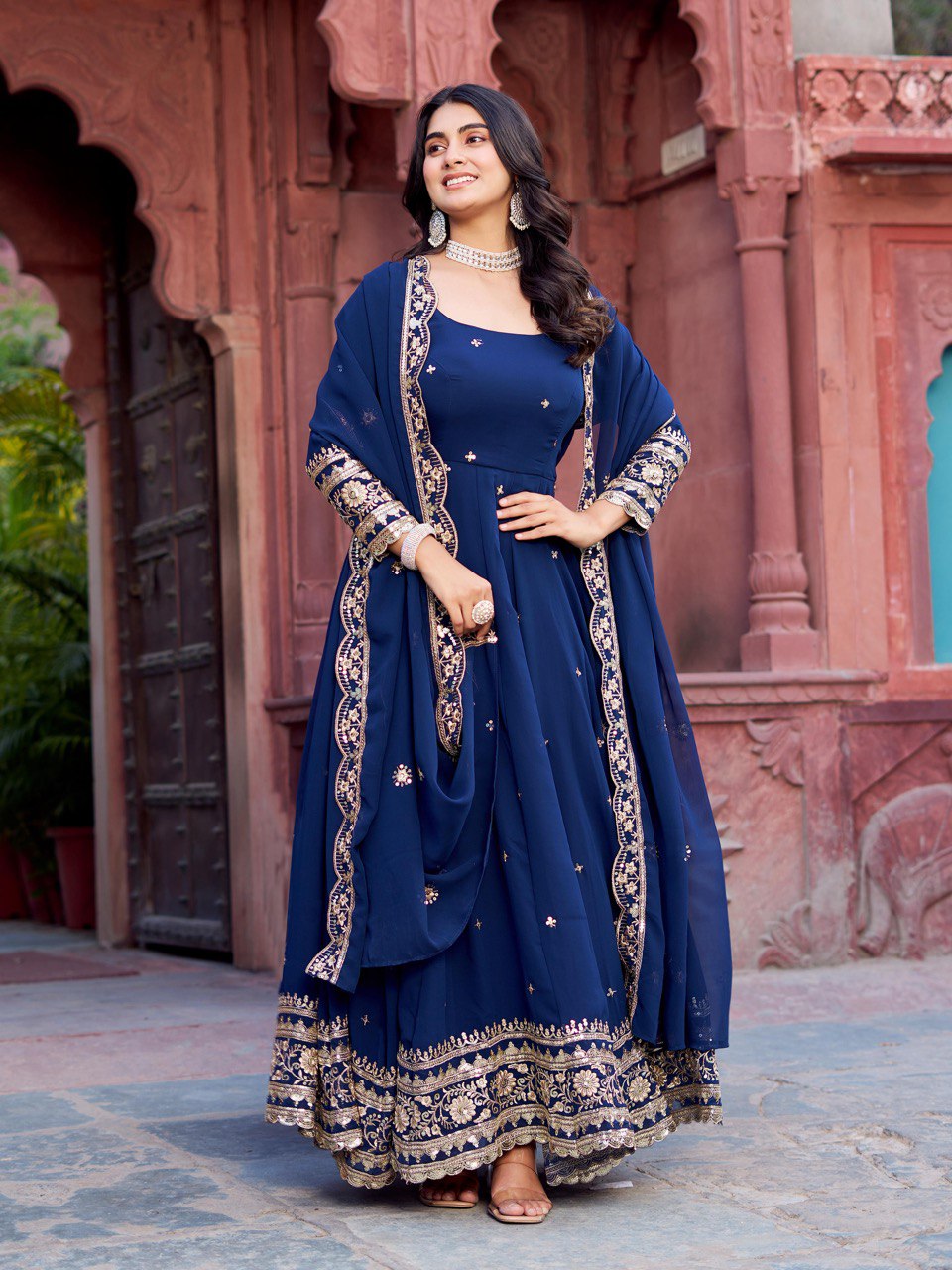 Royal Sapphire Anarkali Suit Set