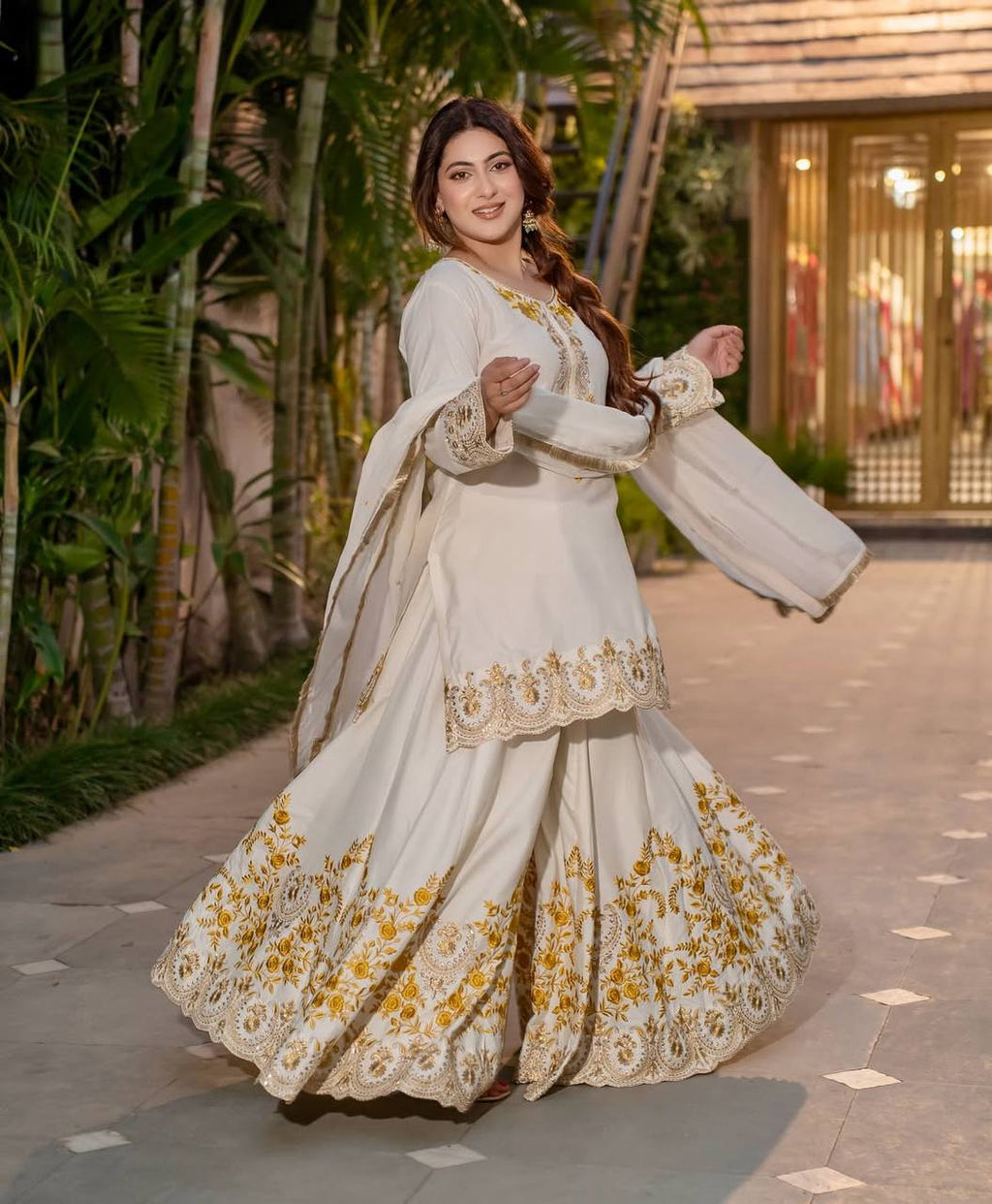 YANIKA WHITE AND GOLDEN SUIT SET