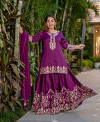 YANIKA PURPLE AND GOLDEN SUIT SET