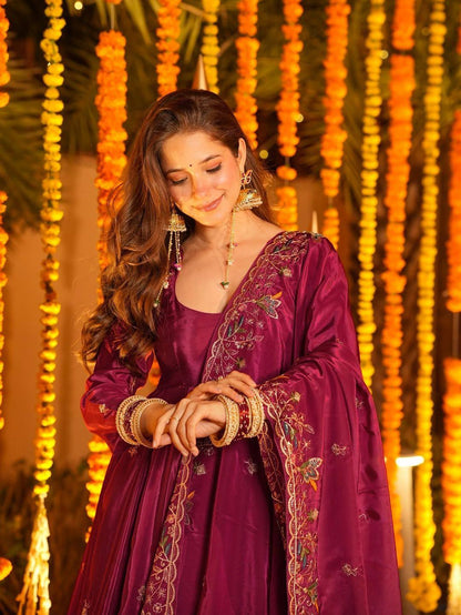 MEHFIL RED ANARKALI SUIT SET