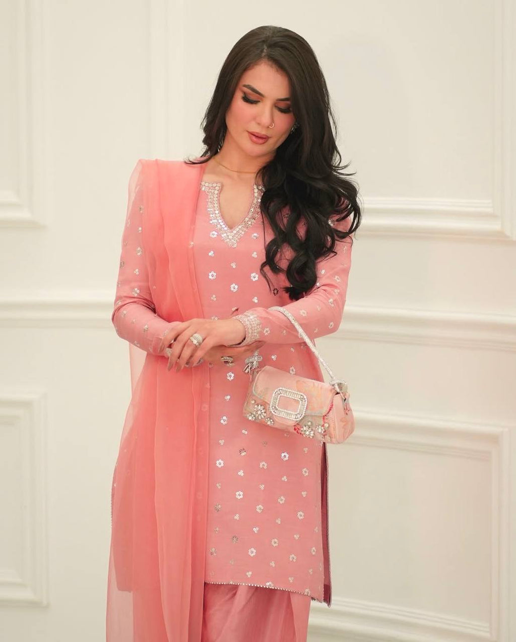Veshlia Blush Opaline Suit Set