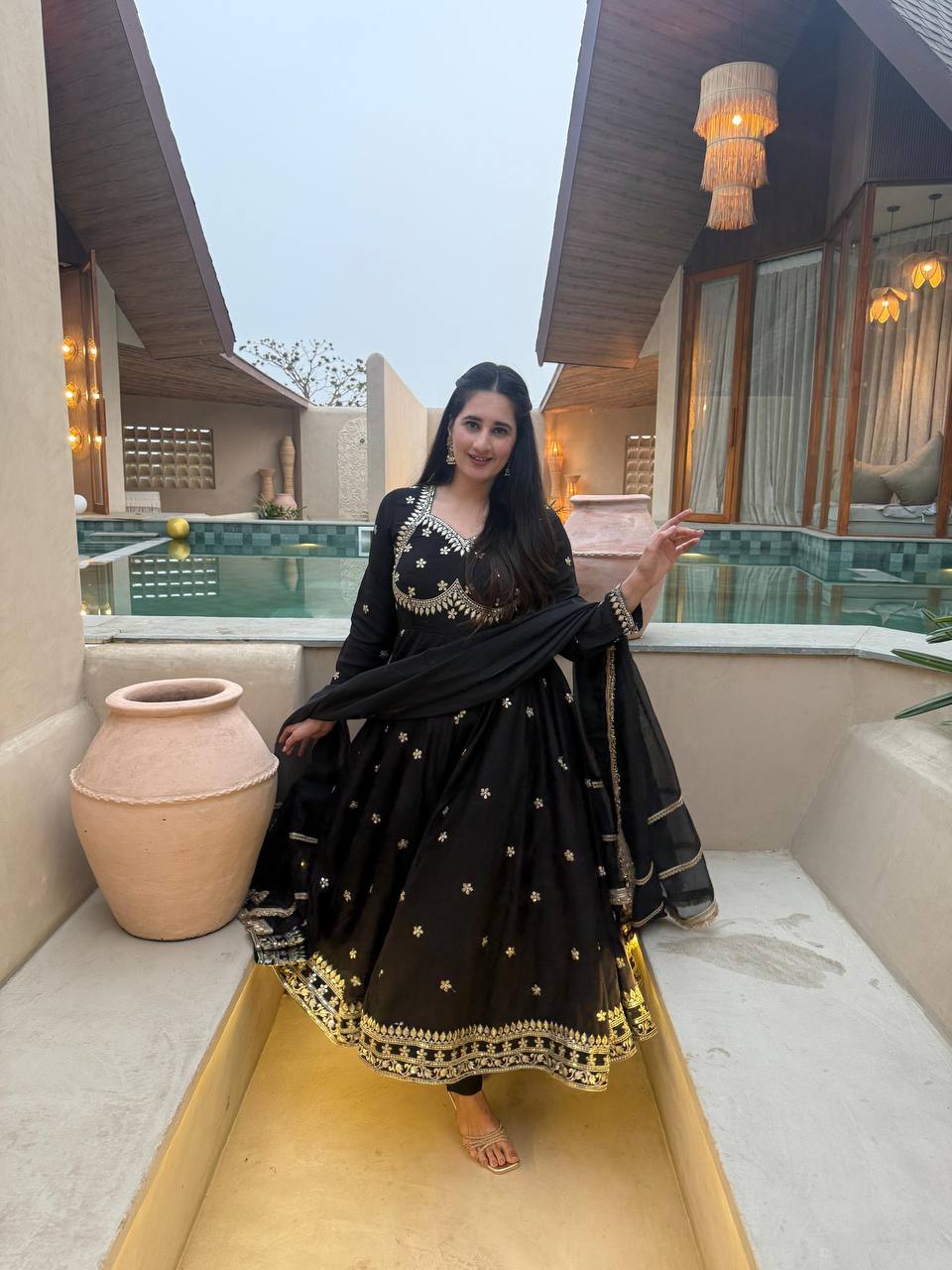 MESSI BLACK ANARKALI SUIT SET