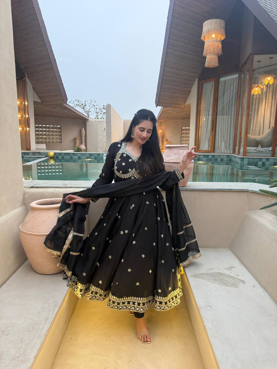 MESSI BLACK ANARKALI SUIT SET