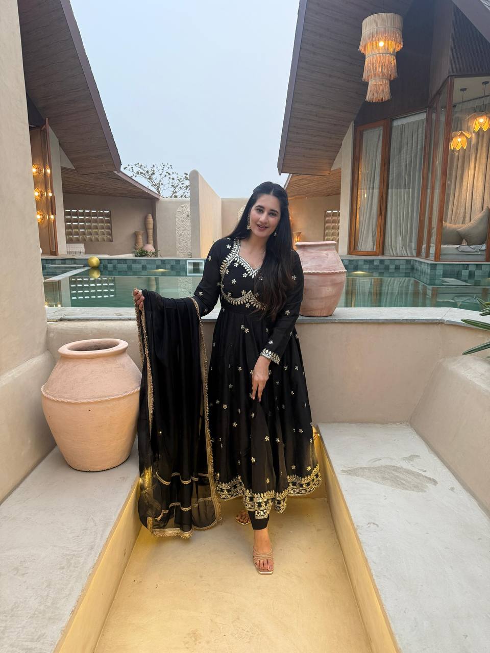 MESSI BLACK ANARKALI SUIT SET