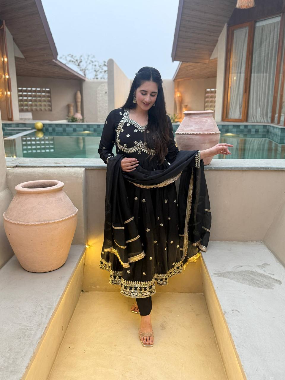 MESSI BLACK ANARKALI SUIT SET
