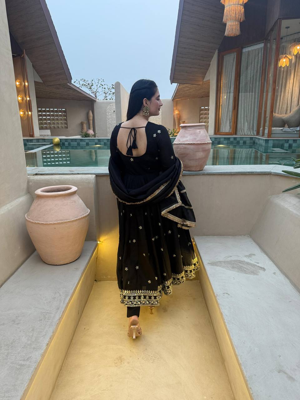 MESSI BLACK ANARKALI SUIT SET
