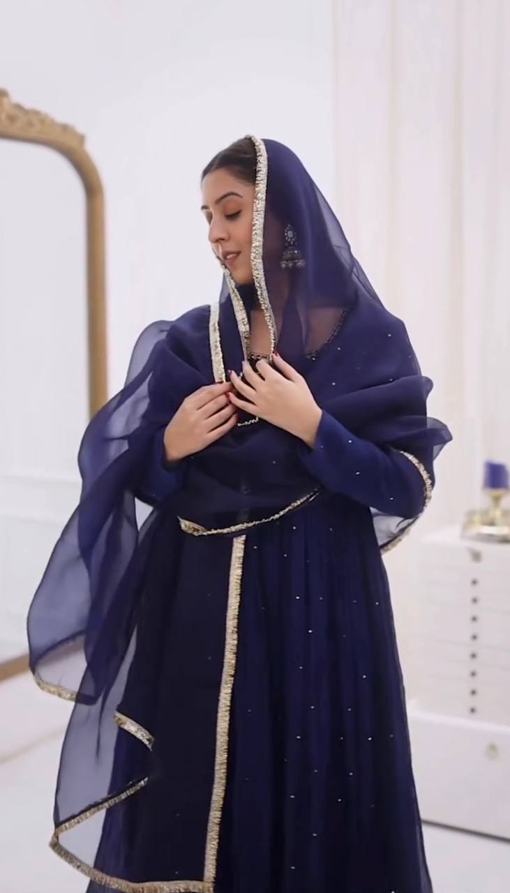 CLASSIC NAVY BLUE ANARKALI SUI SET