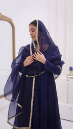 CLASSIC NAVY BLUE ANARKALI SUI SET