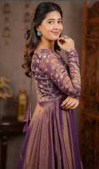 Purple Embroidered Anarkali Suit Set