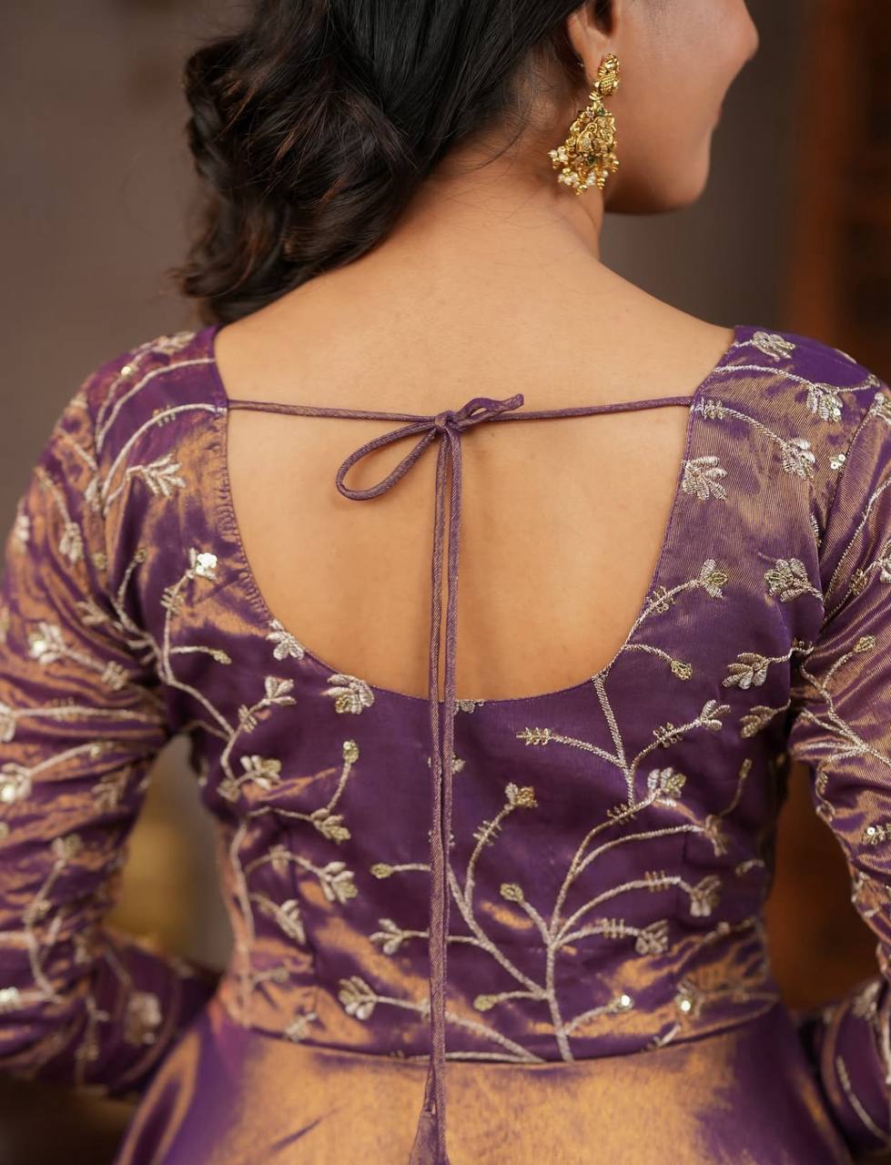 Purple Embroidered Anarkali Suit Set