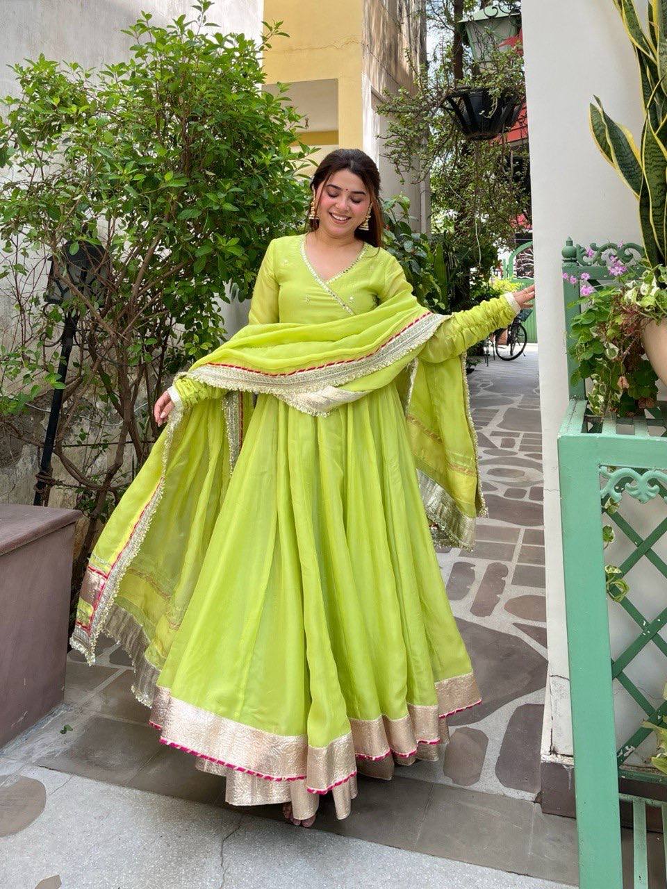 Rivaa Lime Royal Anarkali Suit Set