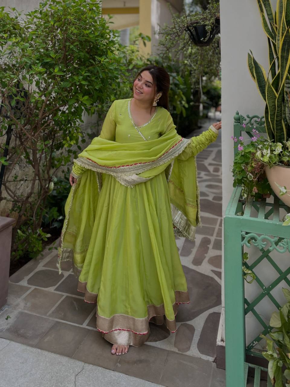 Rivaa Lime Royal Anarkali Suit Set