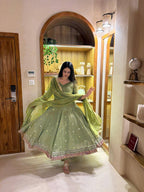 ZAPIYA GREEN ANARKALI SUIT SET