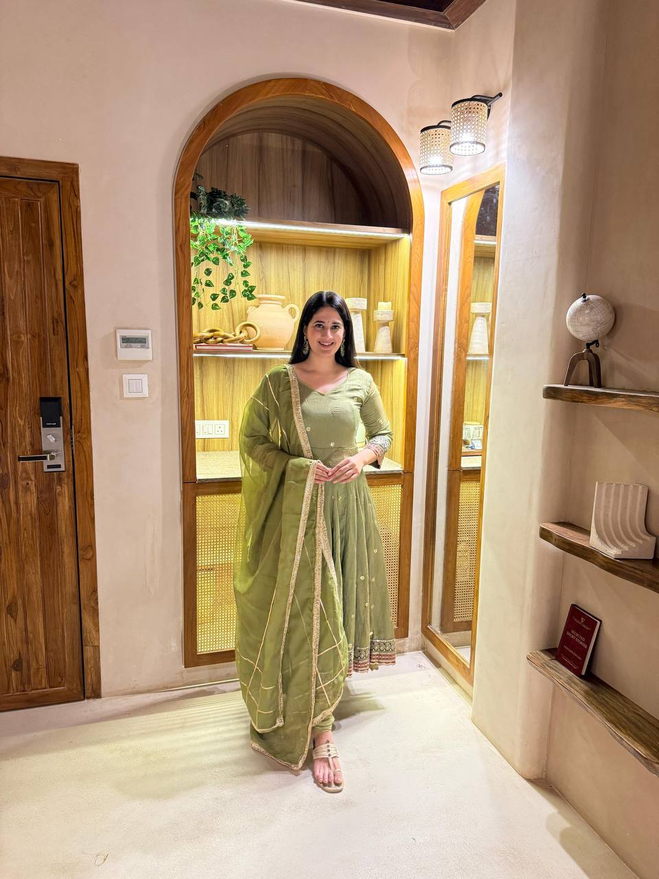 ZAPIYA GREEN ANARKALI SUIT SET