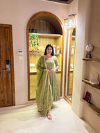 ZAPIYA GREEN ANARKALI SUIT SET
