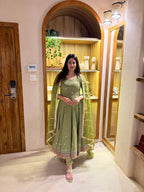 ZAPIYA GREEN ANARKALI SUIT SET