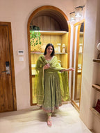ZAPIYA GREEN ANARKALI SUIT SET