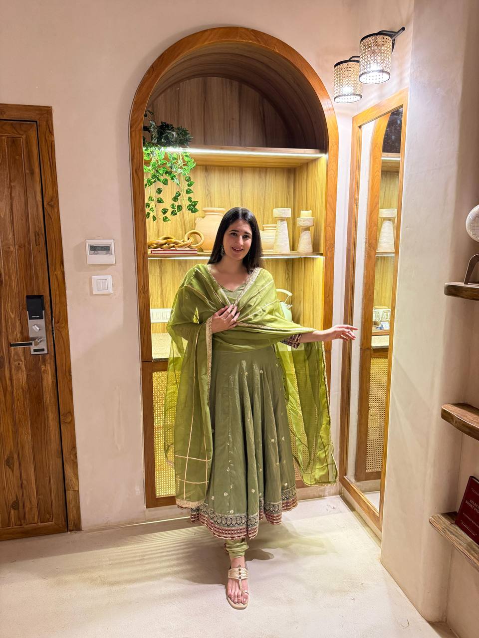 ZAPIYA GREEN ANARKALI SUIT SET