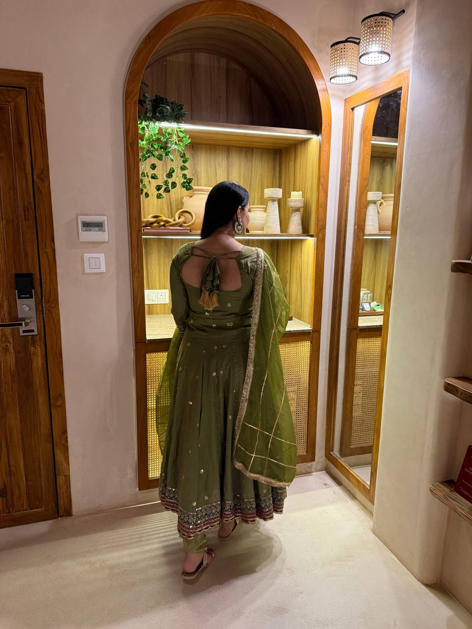 ZAPIYA GREEN ANARKALI SUIT SET