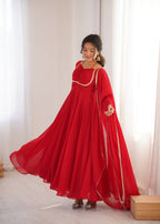 ZAFAR RED ANARKALI SUIT SET