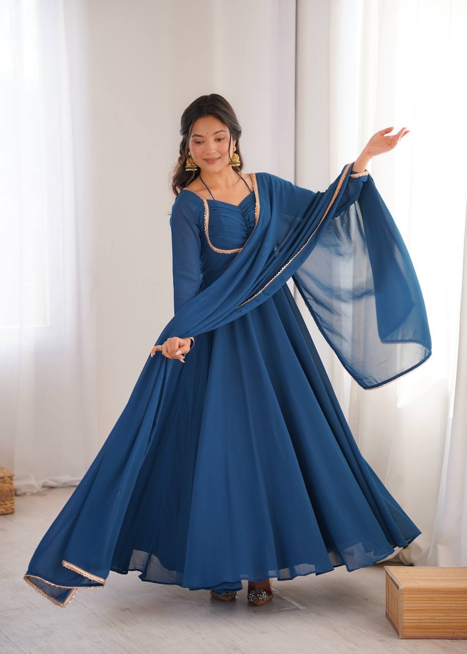 ZARA BLUE ANARKALI SUIT SET