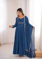 ZARA BLUE ANARKALI SUIT SET