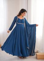 ZARA BLUE ANARKALI SUIT SET