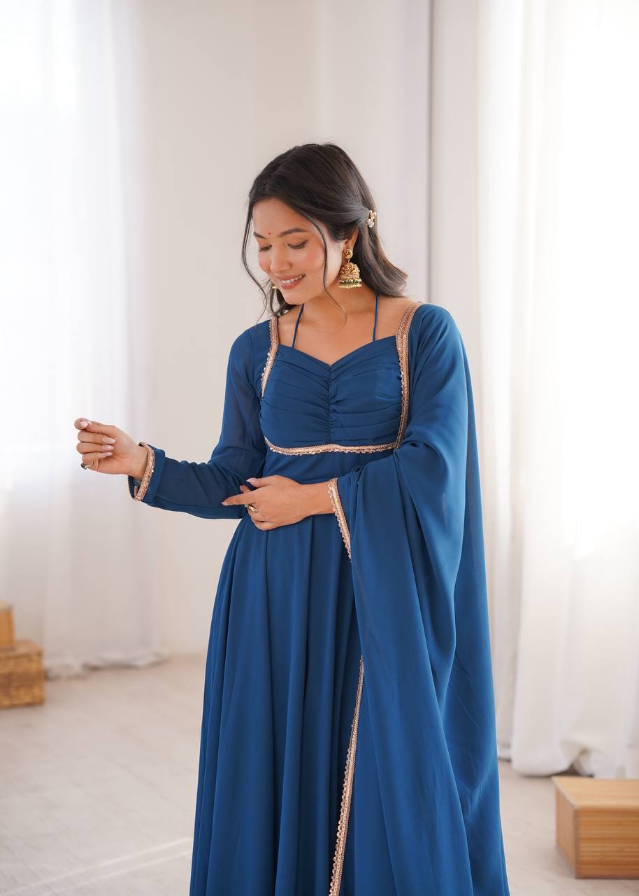 ZARA BLUE ANARKALI SUIT SET