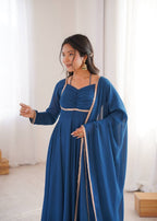 ZARA BLUE ANARKALI SUIT SET