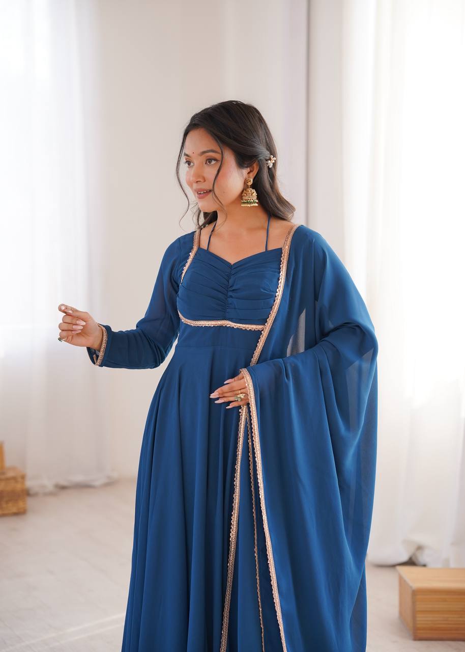 ZARA BLUE ANARKALI SUIT SET