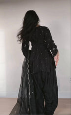 Chaandni Black Moon Embroidered Kurta Suit Set