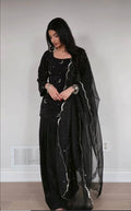 Chaandni Black Moon Embroidered Kurta Suit Set