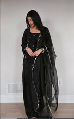 Chaandni Black Moon Embroidered Kurta Suit Set
