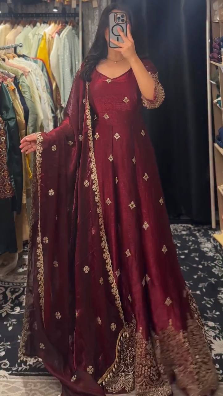 RIVANA MAROON ANARKALI SUIT SET