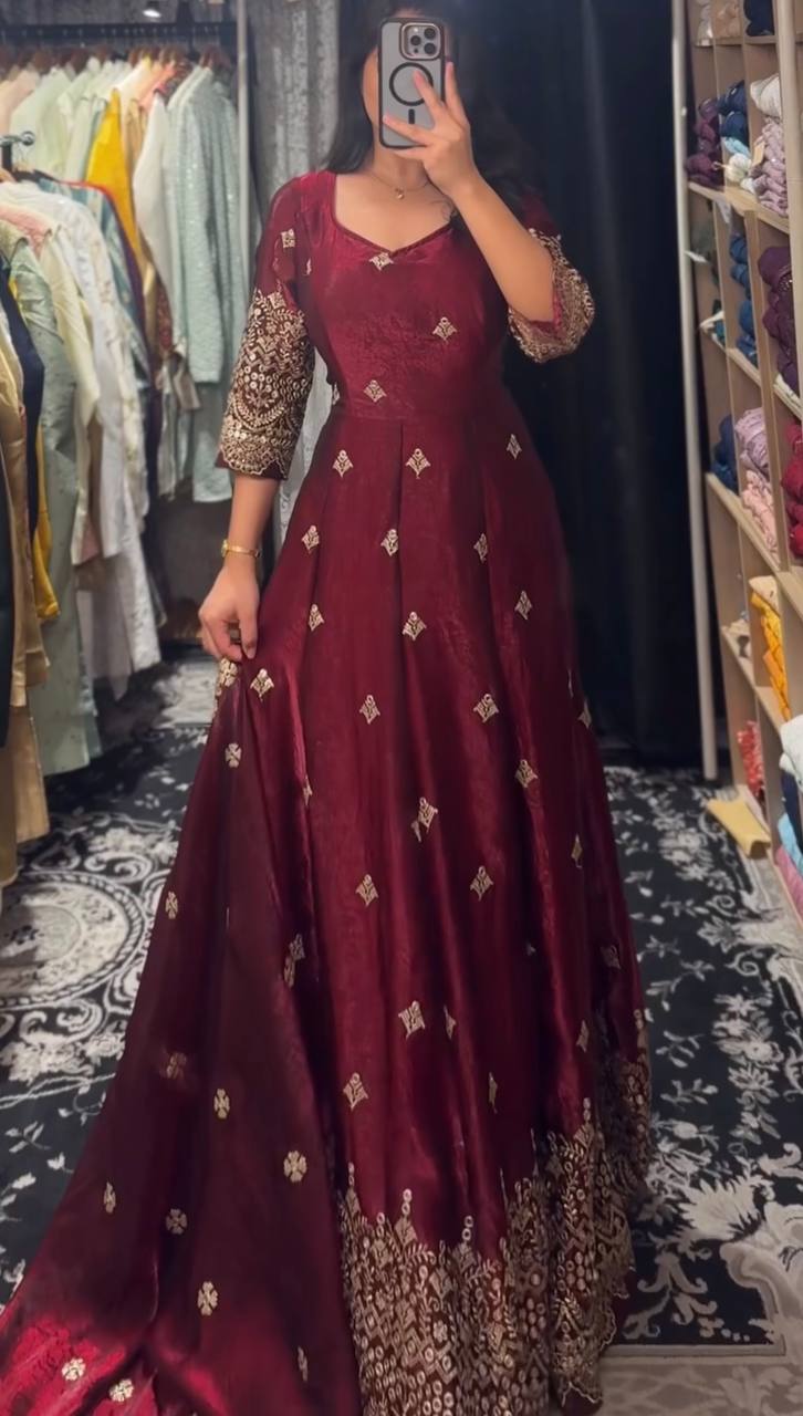 RIVANA MAROON ANARKALI SUIT SET