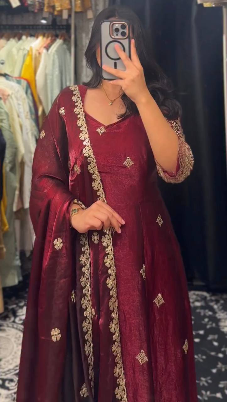 RIVANA MAROON ANARKALI SUIT SET