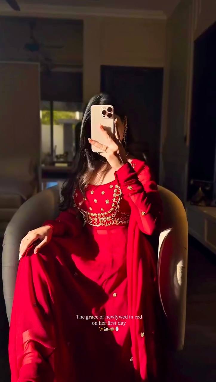 Anvika Red Elegant Anarkali Suit Set