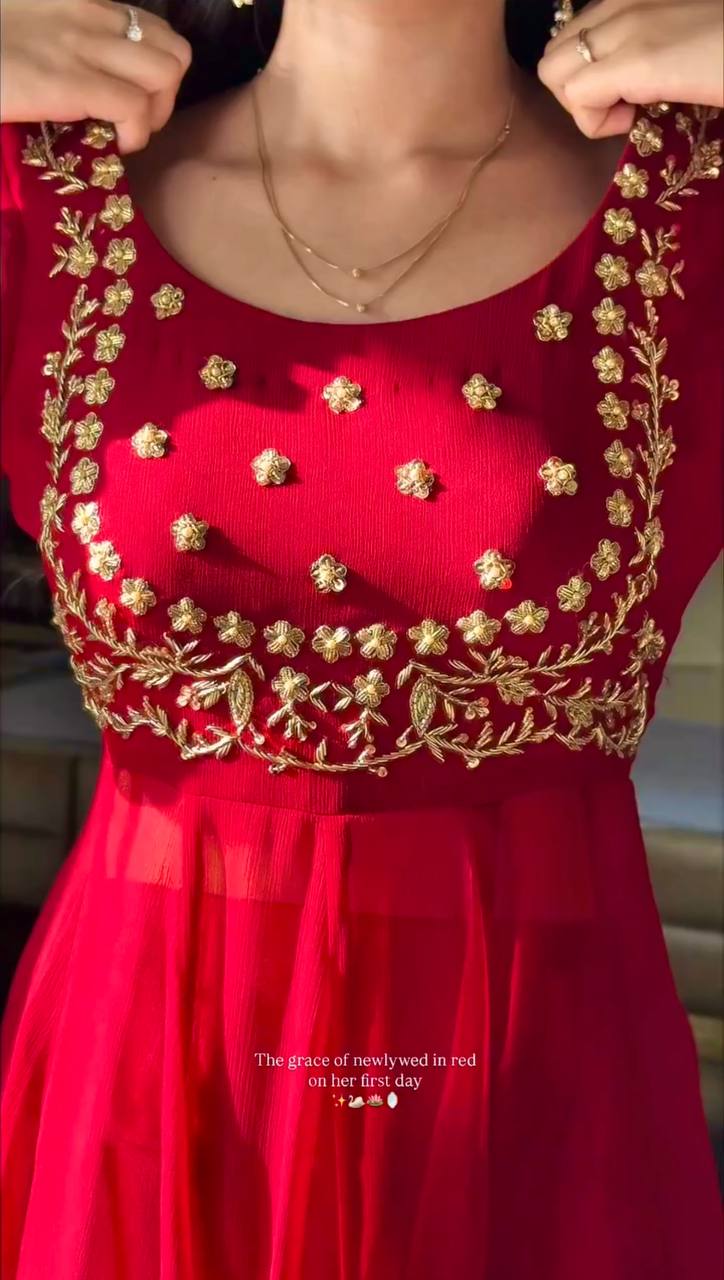 Anvika Red Elegant Anarkali Suit Set