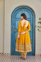 Aarika Yellow Embroidered Anarkali Suit Set