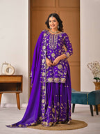 Vihana Royal Purple Kurta Plazo Suit Set