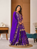 Vihana Royal Purple Kurta Plazo Suit Set