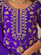 Vihana Royal Purple Kurta Plazo Suit Set