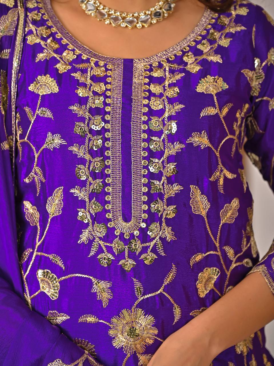 Vihana Royal Purple Kurta Plazo Suit Set