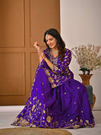 Vihana Royal Purple Kurta Plazo Suit Set