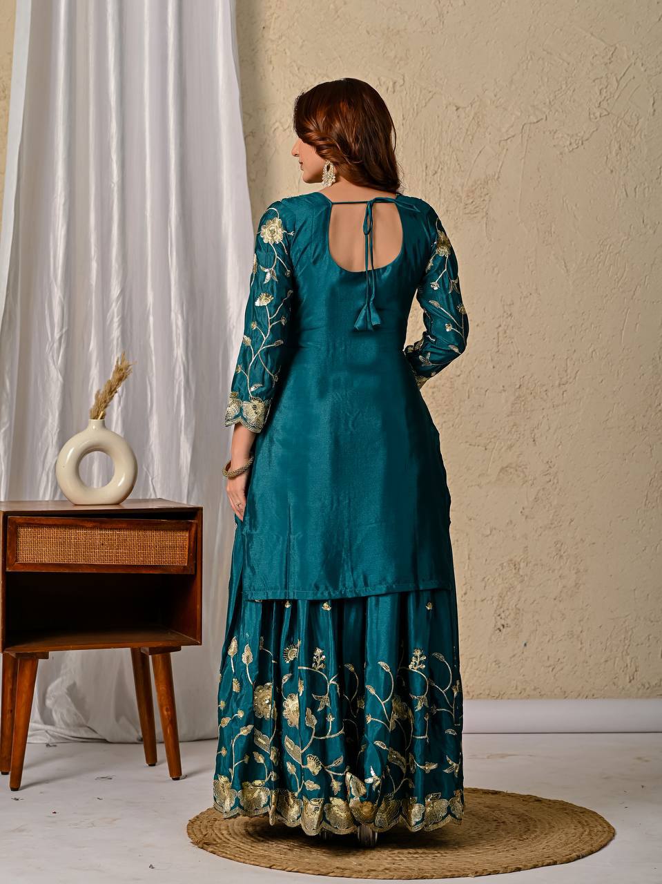 Aarzoo Green Kurta Plazo Suit Set