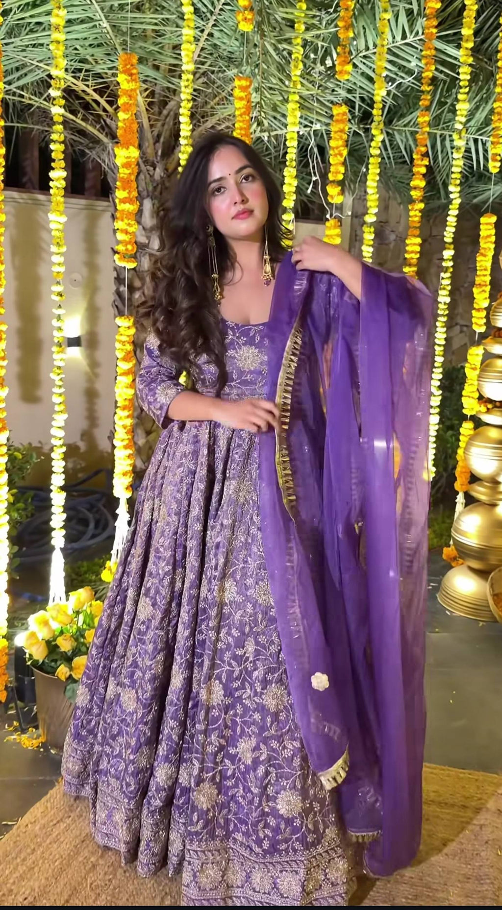 Vasudha Purple Anarkali Suit Set