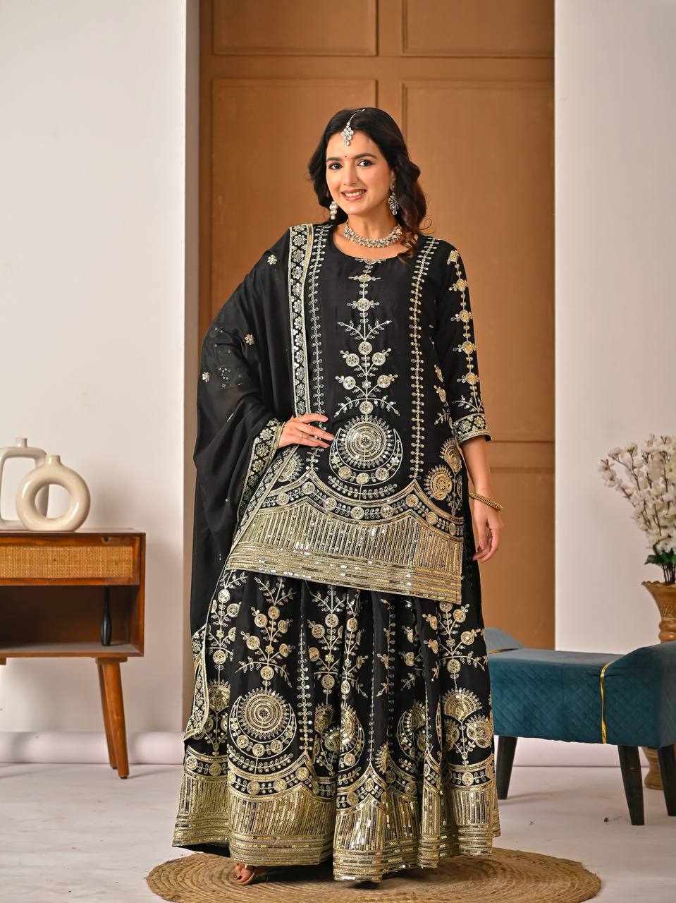 Noorika Black Royal Embroidery Anarkali Suit Set