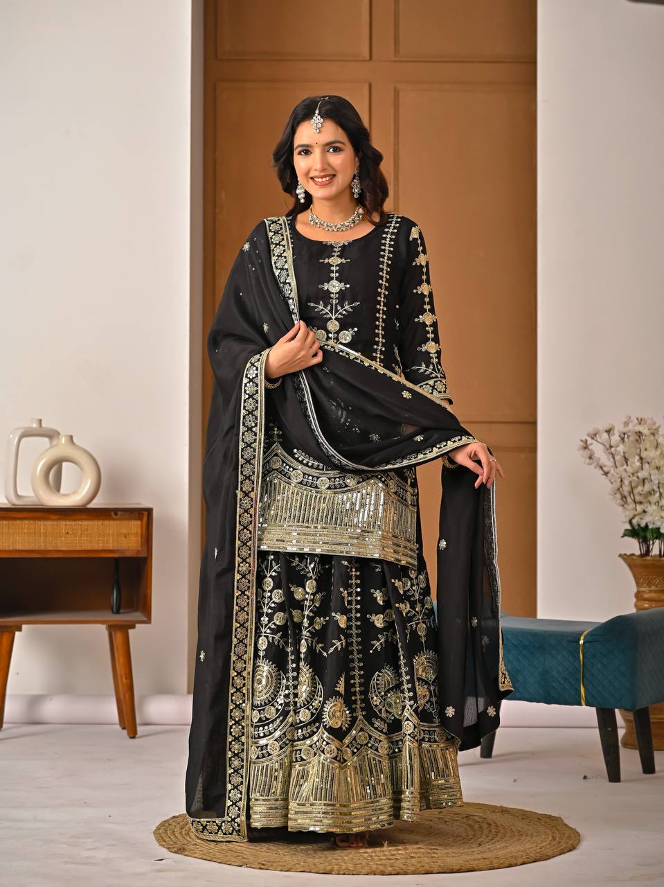 Noorika Black Royal Embroidery Anarkali Suit Set