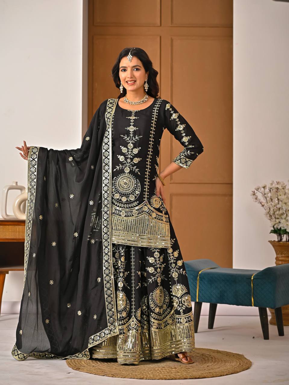 Noorika Black Royal Embroidery Anarkali Suit Set